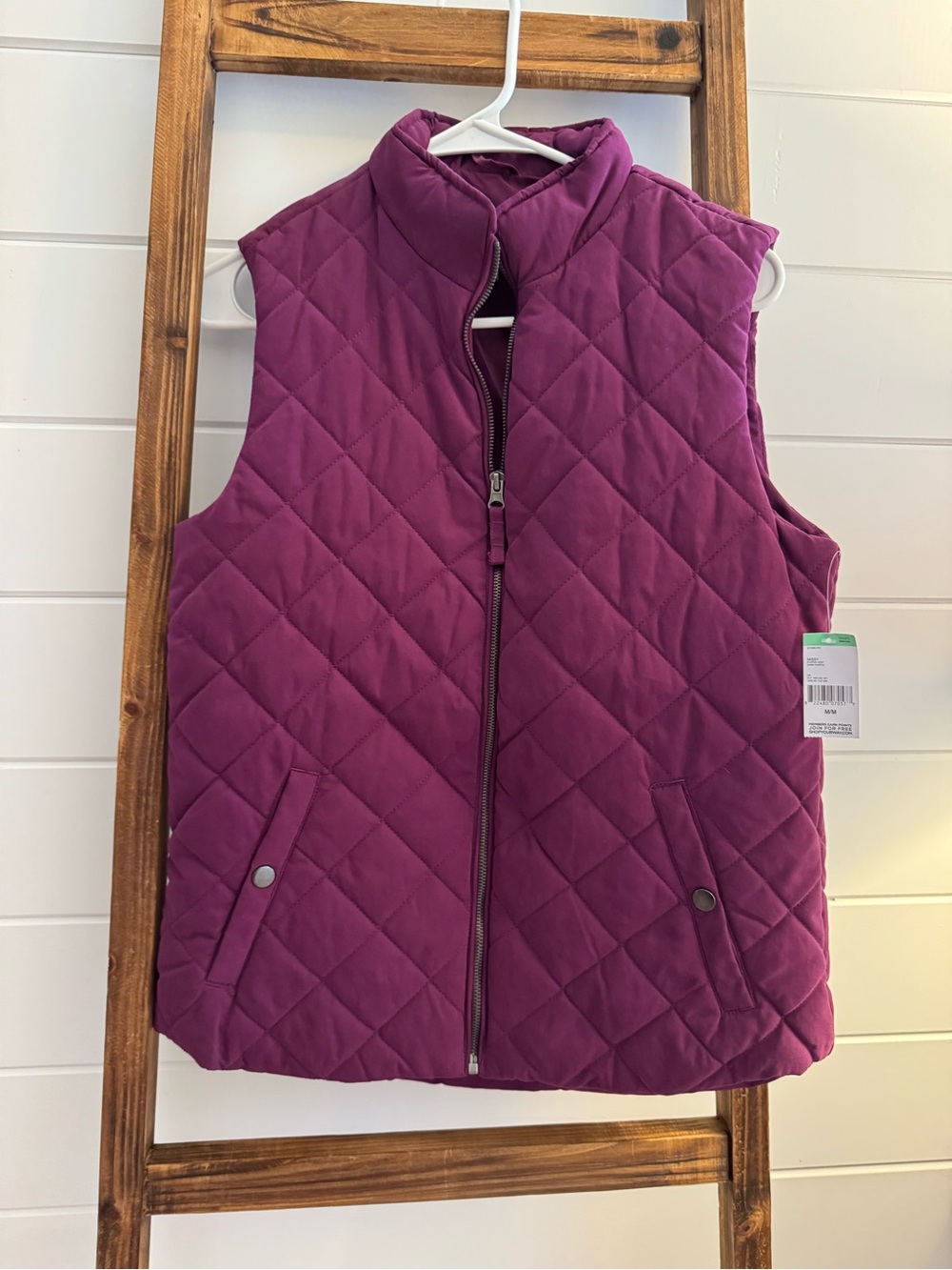 Laura Scott Quilted Puffer Vest in Plum